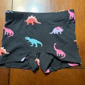 Black Dinosaur Print Shorts